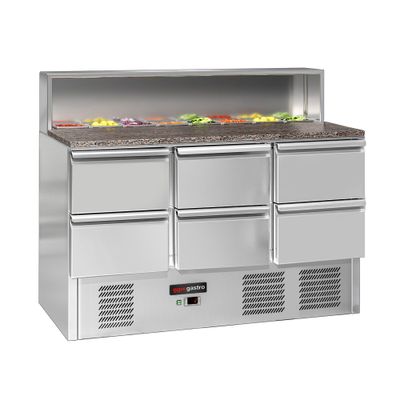 Saladette ECO - 1368mm - 6 Schubladen - mit Edelstahlaufsatz für 8x GN 1/6