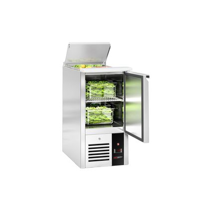 Saladette PREMIUM - 450mm - 1 Tür - mit Einlass für 1x GN 1/1 & Edelstahldeckel