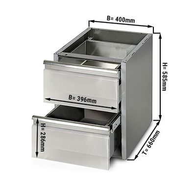 Schubladenblock mit 2 Schubladen PREMIUM - Unterbaumodul 400x660mm