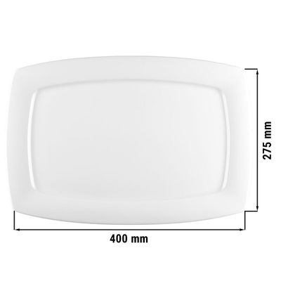 (6 Stück) SELTMANN WEIDEN | Teller/Präsentationsplatte - eckig - 400x275mm - Weiß/Uni