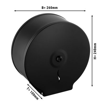 Dispensador de papel higiénico para rollos grandes - Acero inoxidable - Negro