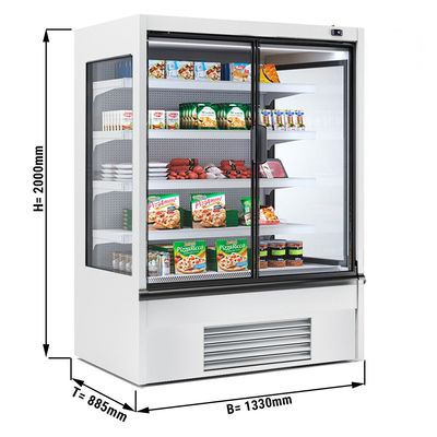 Пристінна холодильна полиця Біла - 1,33 х 0,88 м - з 4-ма полицями