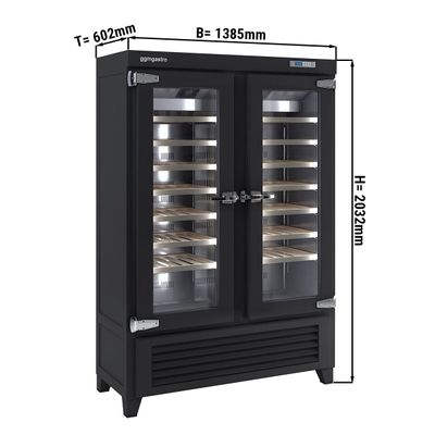 Холодильник винний 640 літрів - чорний - з 2 скляними дверима 