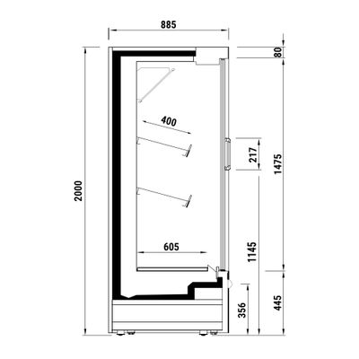 Estante de refrigeración de pared negro - 0,71 x 0,88 m - con 4 estantes