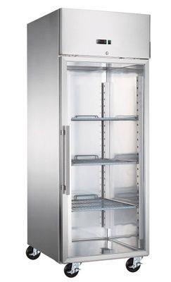 Bäckerei-Tiefkühlschrank Edelstahl ECO - EN 600x800 - 600 Liter - mit 1 Glastür, Schienen & Tragroste