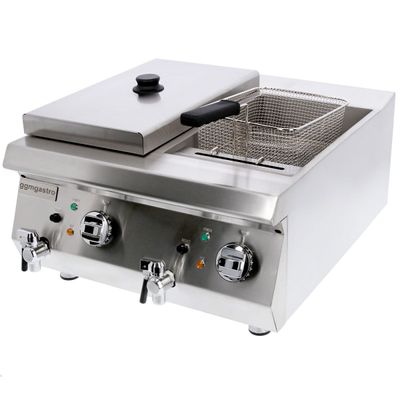 Doppelfritteuse - 600mm - 13+13 Liter - 9 kW - mit Ablasshahn