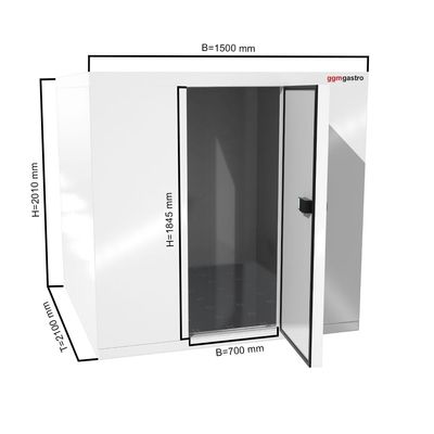 Câmara frigorífica - 1,5 x 2,1 m - altura: 2,01 m - 4,8 m³