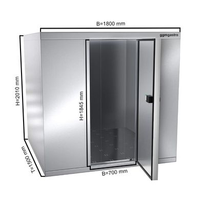 Cella frigorifera in acciaio inossidabile - 1,8 x 1,5 m - altezza: 2,01 m - 4,06 m³ 