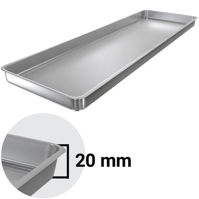 Edelstahl Ausstell-/Auslageblech - mit Rand - 800x250x20mm