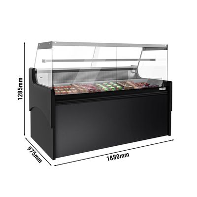 Mostrador refrigerado/para carne - 1,88 m - 175 litros - negro