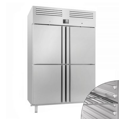Kühlschrank Edelstahl Premium PLUS - GN 2/1 - 1240 Liter - mit 4 Halbtüren