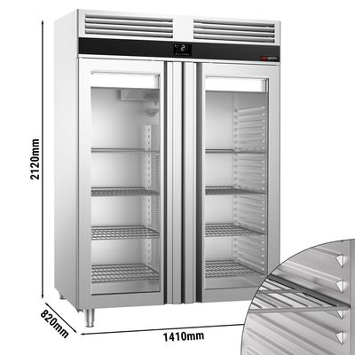Kühlschrank PREMIUM - GN 2/1 - 1400 Liter - mit 2 Glastüren