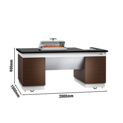 Kochstation/ Zubereitungstisch DUBLIN - 2000mm - schwarze Granit-Arbeitsplatte