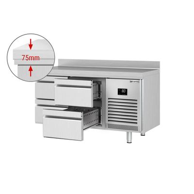 Kühltisch Premium PLUS - 1468x700mm - 4 Schubladen & Aufkantung