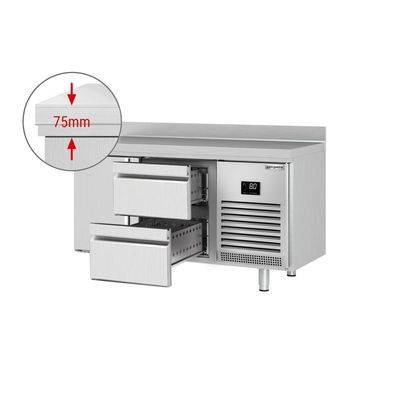 Kühltisch Premium PLUS - 1468x700mm - mit 1 Tür & 2 Schubladen & mit Aufkantung