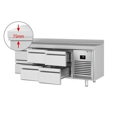 Kühltisch Premium PLUS - 1960x600mm - 6 Schubladen & Aufkantung