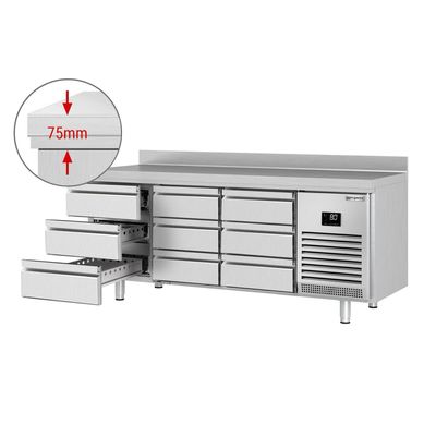 Kühltisch Premium PLUS - 1960x600mm - 9 Schubladen & Aufkantung