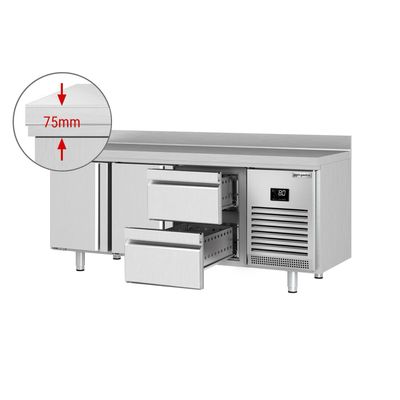 Kühltisch Premium PLUS - 1960x600mm - mit 2 Türen & 2 Schubladen & mit Aufkantung