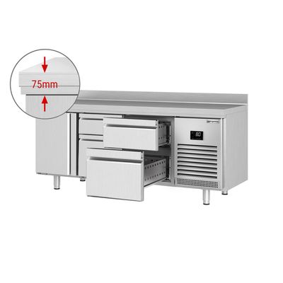 Kühltisch Premium PLUS - 1960x700mm - mit 1 Tür & 4 Schubladen & mit Aufkantung