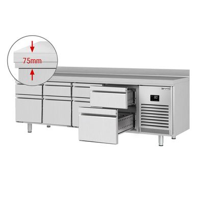 Kühltisch Premium PLUS - 2452x700mm - 8 Schubladen & Aufkantung