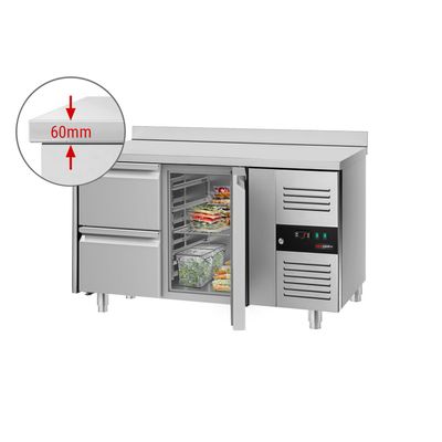 Kühltisch ECO - 1360x700mm - mit 1 Tür & 2 Schubladen & mit Aufkantung