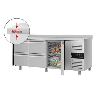 Kühltisch ECO - 1795x700mm - mit 1 Tür & 4 Schubladen & mit Aufkantung