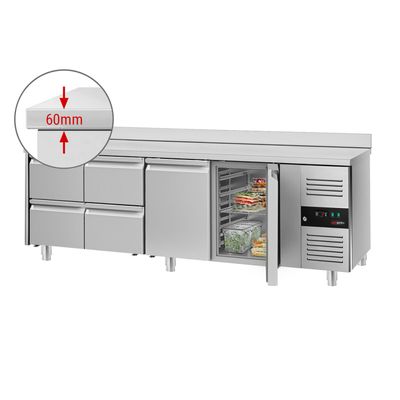 Kühltisch ECO - 2230x700mm - mit 2 Türen & 4 Schubladen & mit Aufkantung