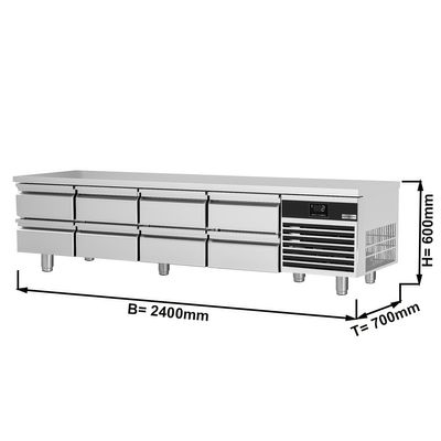 Kühlunterbau Premium - 2400mm - 310 Liter - 8 Schubladen