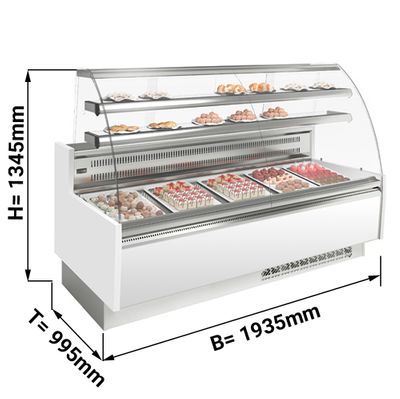 Vitrina para pasteles / Expositor refrigerado - redonda 1,93 m / 0,98 m