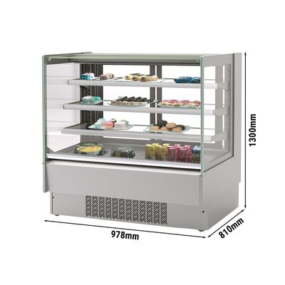 Cake display case - 980mm - with LED lighting - with 3 shelves