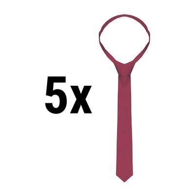 (5 sztuk) krawat - 148 x 6,5 cm - Bordeaux 