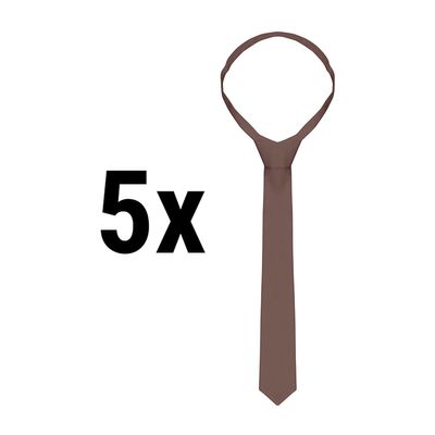 (5 komada) kravata - 148 x 6,5 cm - svijetlo smeđa