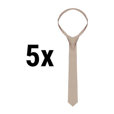(5 sztuk) krawat - 148 x 6,5 cm - piaskowy 