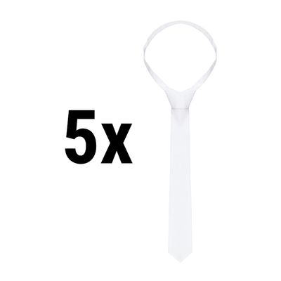 (5 sztuk) krawat - 148 x 6,5 cm - biały 