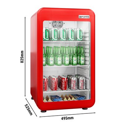 Minibar koelkast - 113 liter - 1 glazen deur - rood