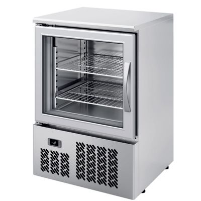 Mini Tiefkühlschrank Edelstahl Premium PLUS - 95 Liter - mit 1 Glastür
