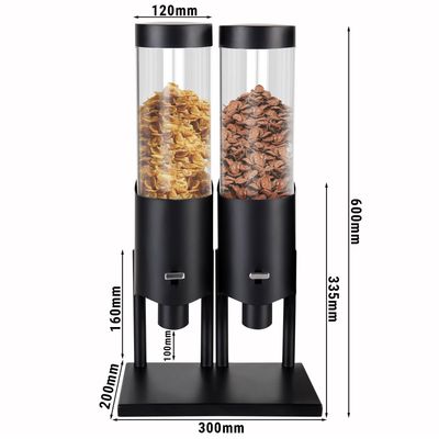 Cornflake dispenser - double - Ø 120mm - black - lever dispenser
