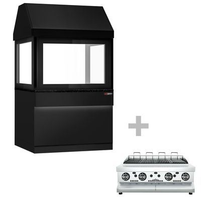 Gasgrill TORONTO - 1100mm - schwarze Front - schwarze Granit-Arbeitsplatte - Hitzeschutzglas