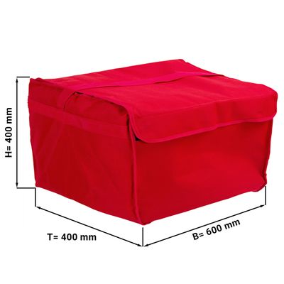 Κουτί Πίτσας / Τσάντα Μονωτική - για 8 Οικογενειακές Πίτσες 60x40 εκ. - Κόκκινο