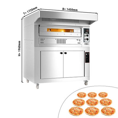 Plinska pećnica za pizzu - 9x 33 cm - Ručno upravljanje - Uklj. napa & fermentacijska komora 