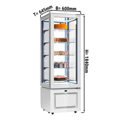 Vitrina frigorifică panoramică - 324 litri - cu 5 rafturi din sticlă - Alba