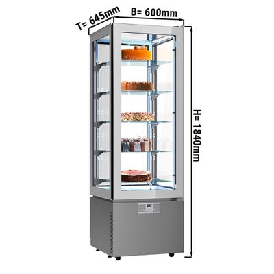 Panoráma hűtővitrin - 324 literes - 5 üvegpolccal - ezüst színű