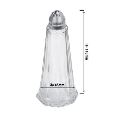 Zout- / peperstrooier  - glas - hoogte: 11 cm