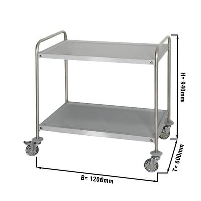 Serving trolley - 1200x600mm - with 2 shelves