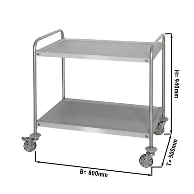 Serving trolley - 800x500mm - with 2 shelves