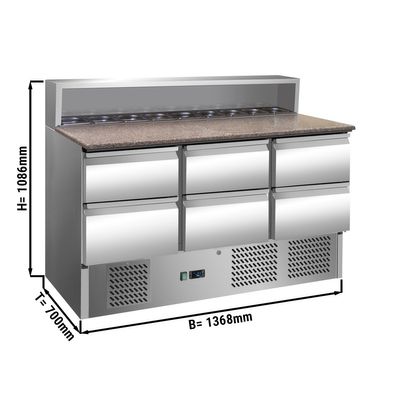 Холодильный стол саладетта ЕСО - 1,37 x 0,7 m / 6 выдвижн.секций / объем: 402 л 