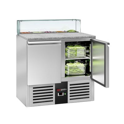 Saladette PREMIUM - 900mm - 2 Türen - mit Glasaufsatz für 5x GN 1/6
