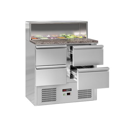 Saladette ECO - 903mm - 4 Schubladen - mit Edelstahlaufsatz für 5x GN 1/6