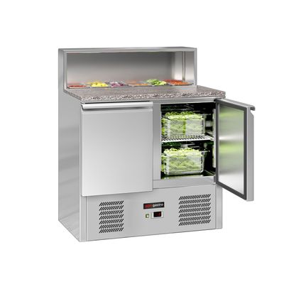 Saladette ECO - 903mm - 2 Türen - mit Edelstahlaufsatz für 5x GN 1/6