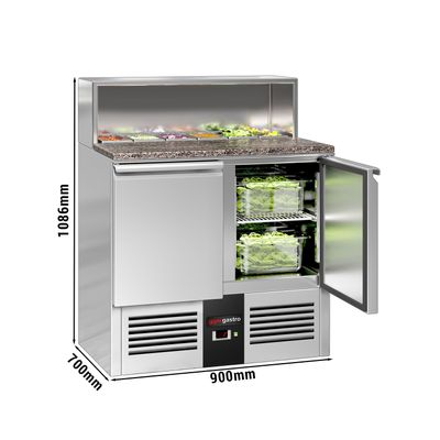 Saladette / mesa refrigerada para pizza PREMIUM 0,9 mx 0,7 m - con 2 puertas
